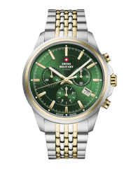 Swiss Military Klassische Chronographenuhr Grün Bicolor - SM34107.08 