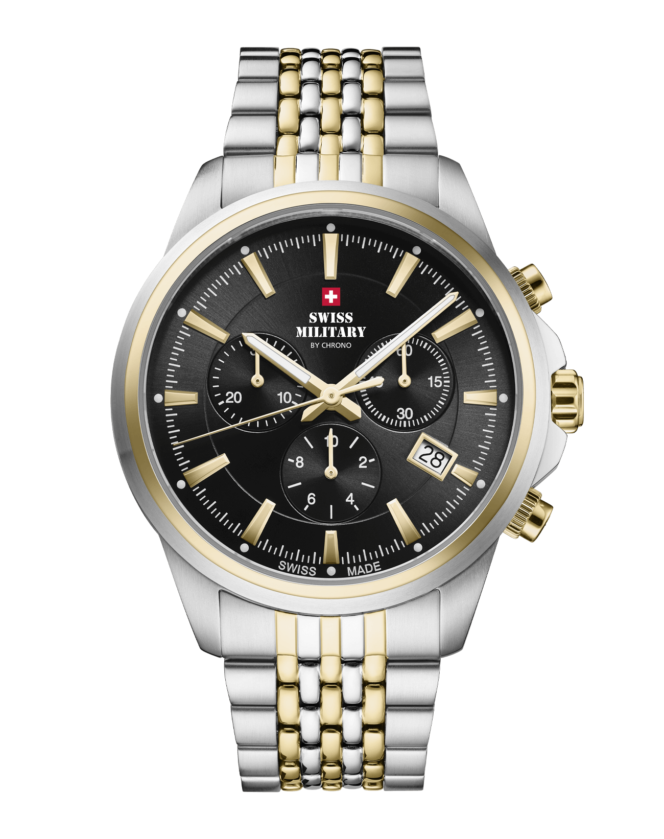 Swiss Military Klassische Chronographenuhr Schwarz Bicolor - SM34107.05
