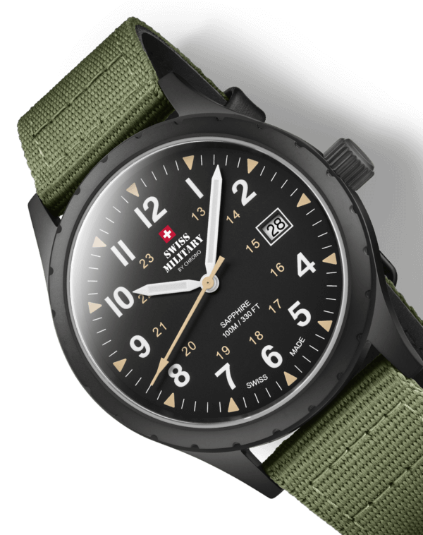 Swiss Military Klassische Uhr im Army-Stil, schwarzes Canvas - SM34108.07