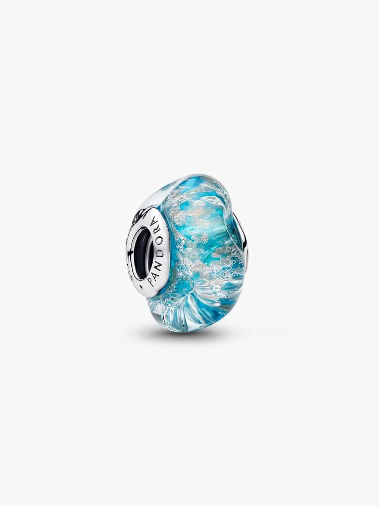 Türkisfarbenes Murano-Glas und Glitzer Charm - 794701C01