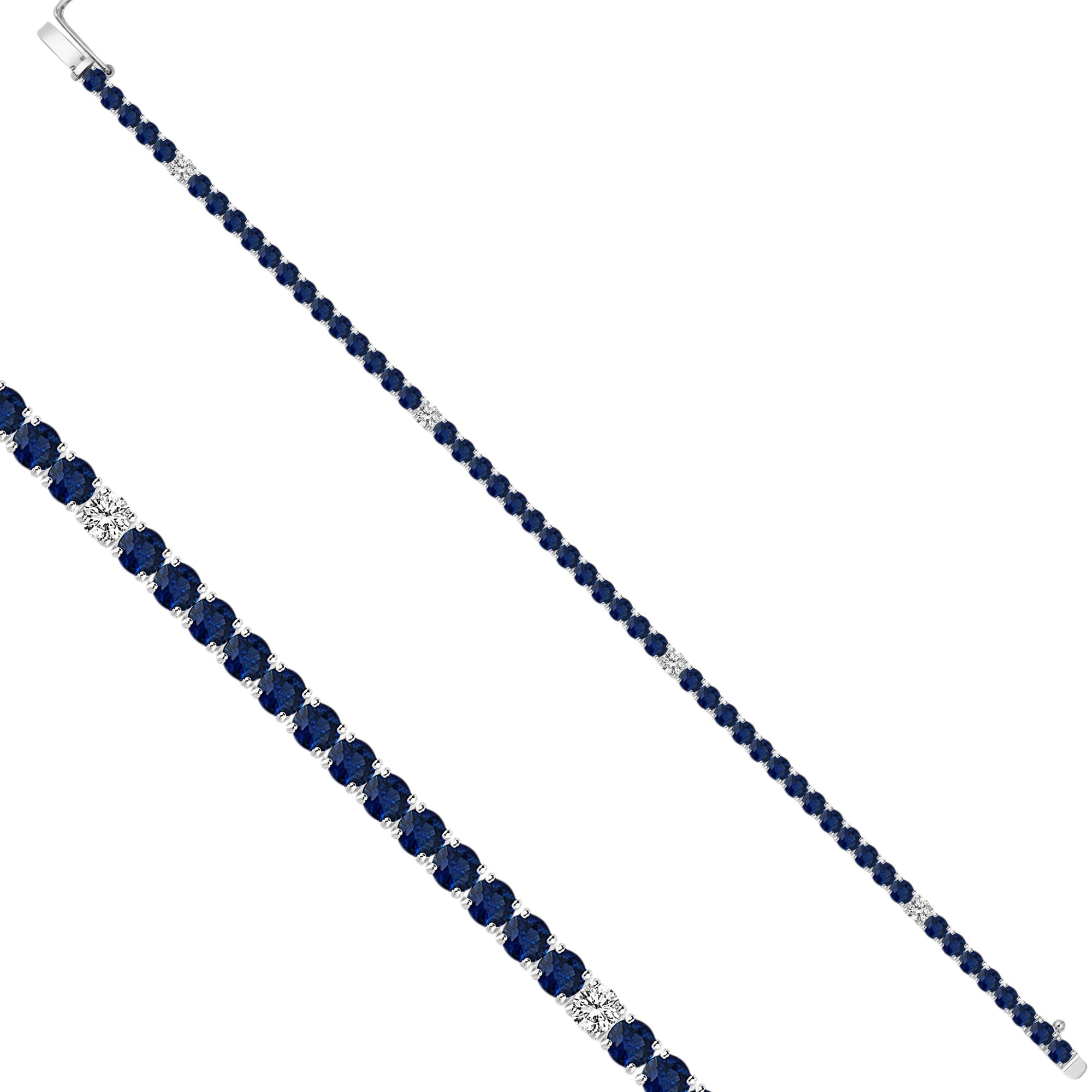 Tennisarmband mit 0.50 ct Diamanten und 6.62 ct Saphiren in 585 oder 750 Weissgold