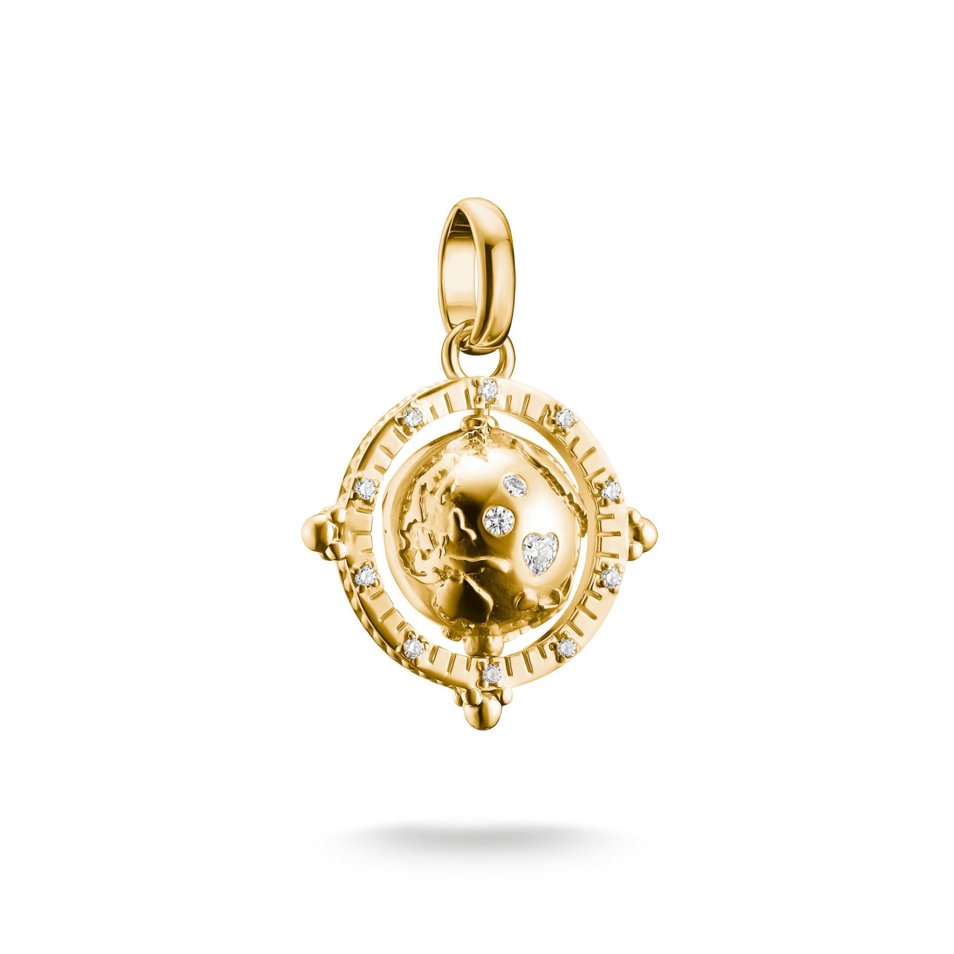 Thomas Sabo Charm Anhänger Drehbare Erdkugel mit weissem Zirkonia 18K Vergoldet – CC1348-M01-14