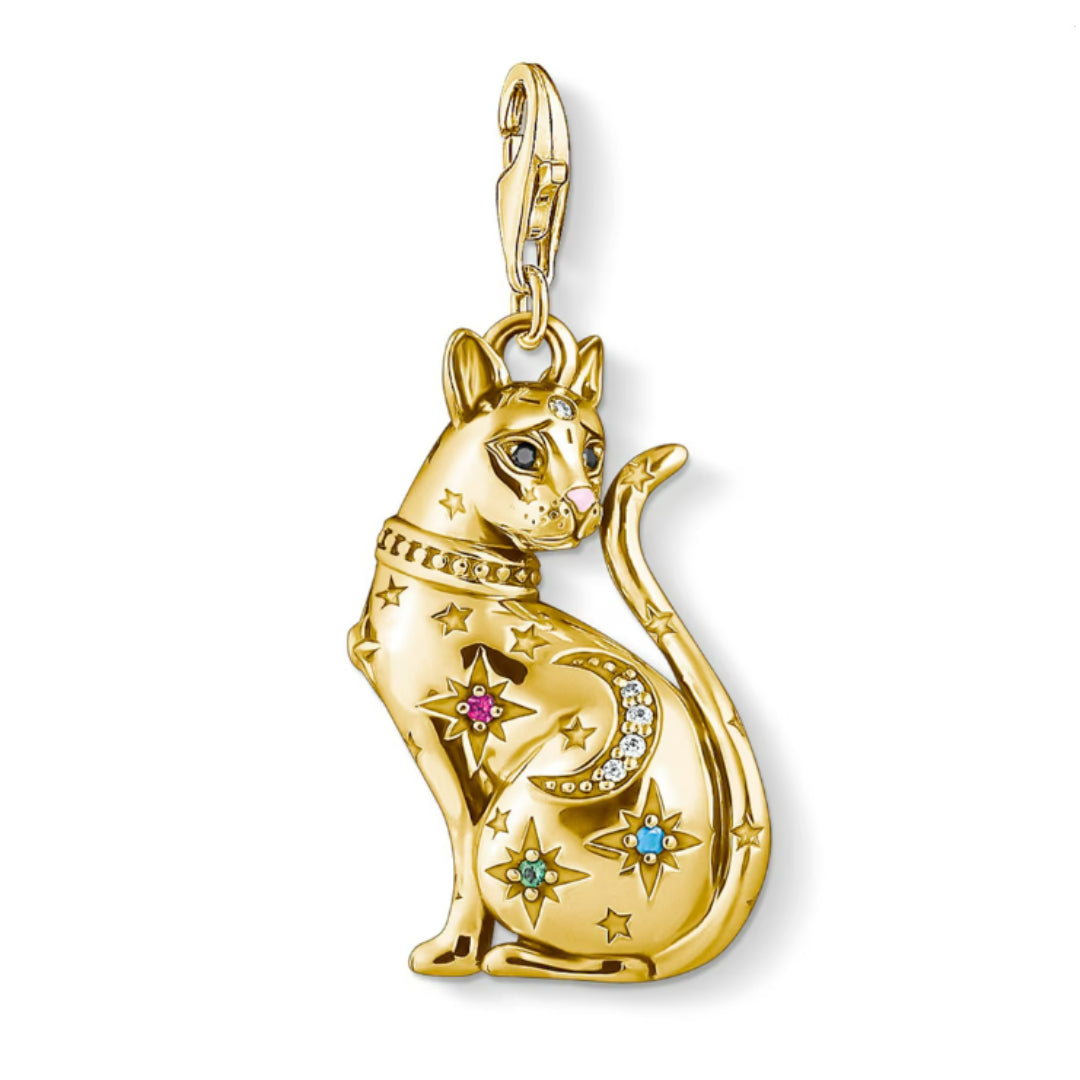 Thomas Sabo Damen Charm-Anhänger Katze Sternenbild Gold - 1838-471-7