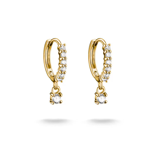 Thomas Sabo Classic TS Creolen 18K vergoldet mit weissen Zirkonia im Brillantschliff – CR781-M01-14