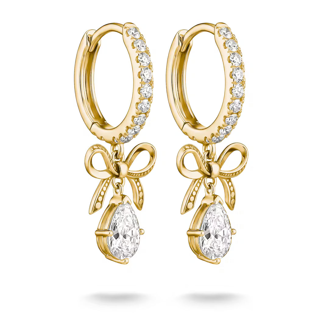 THOMAS SABO Classic TS Creolen mit Schleifen-Detail und weissem Zirkonia, vergoldet