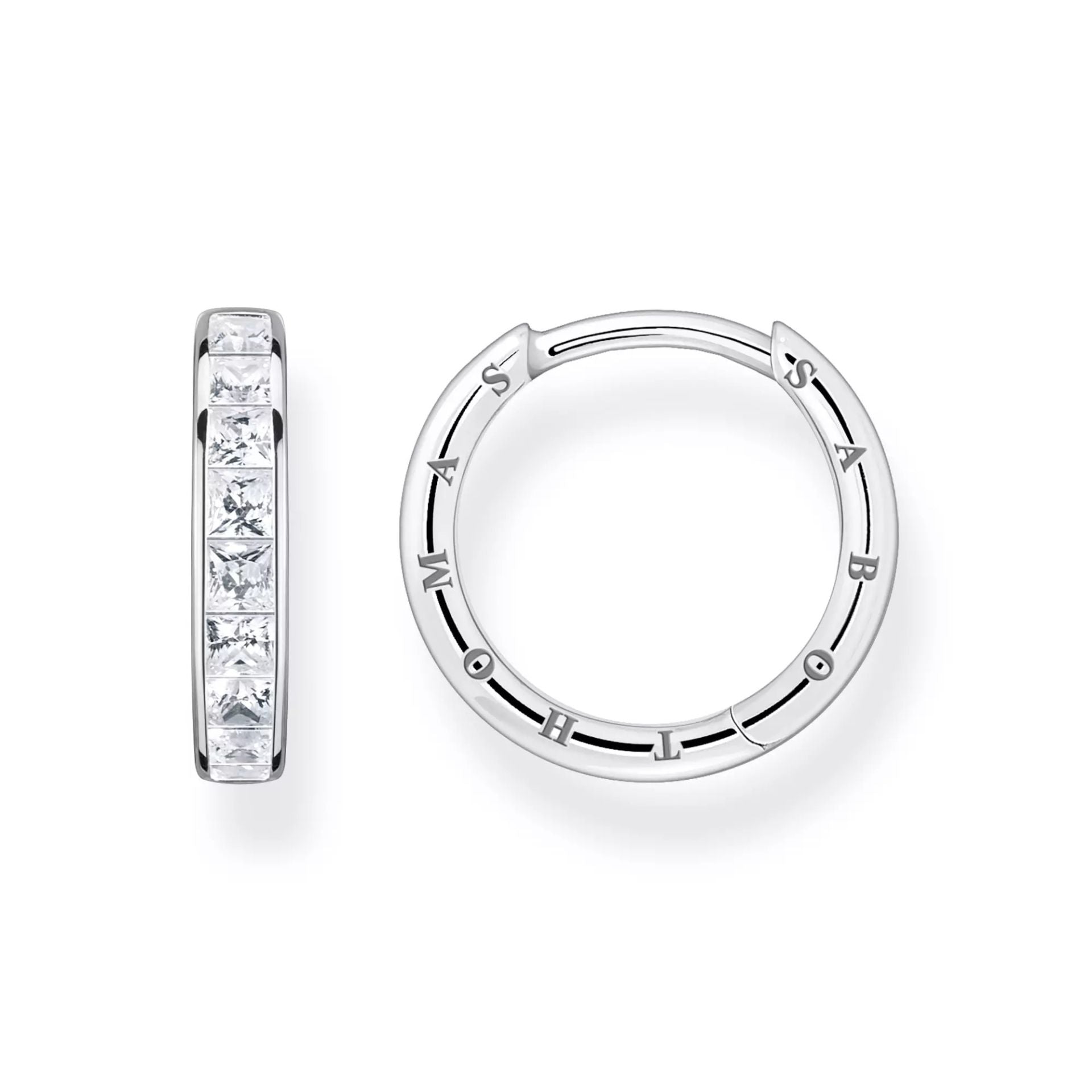 Thomas Sabo Creolen Silber 925 mit 18 weissen Zirkonia im Baguetteschliff – CR668-051-14