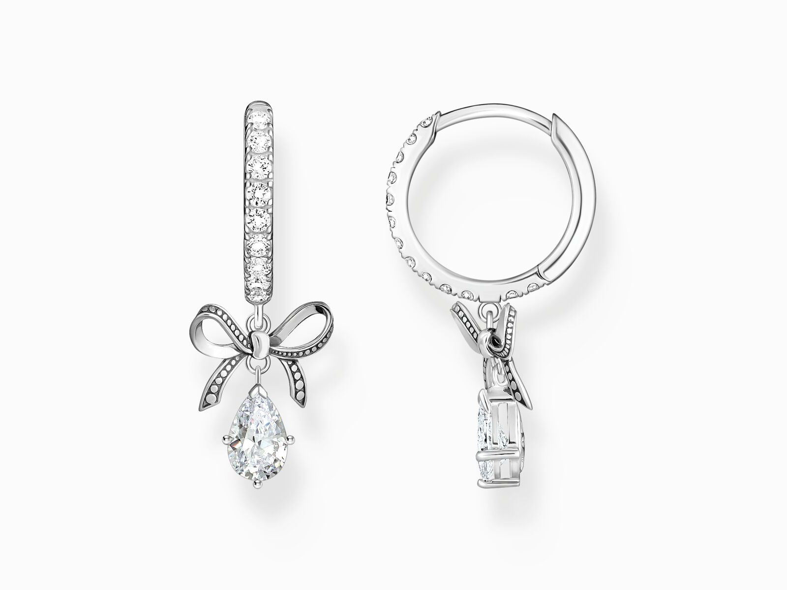 Thomas Sabo Creolen Silber 925 mit Schleifen-Anhänger und weissen Zirkonia – CR749-643-14