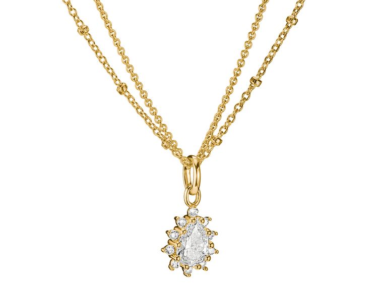 Thomas Sabo Doppelkette mit weissem Zirkonia in Tropfenform 18K Vergoldet