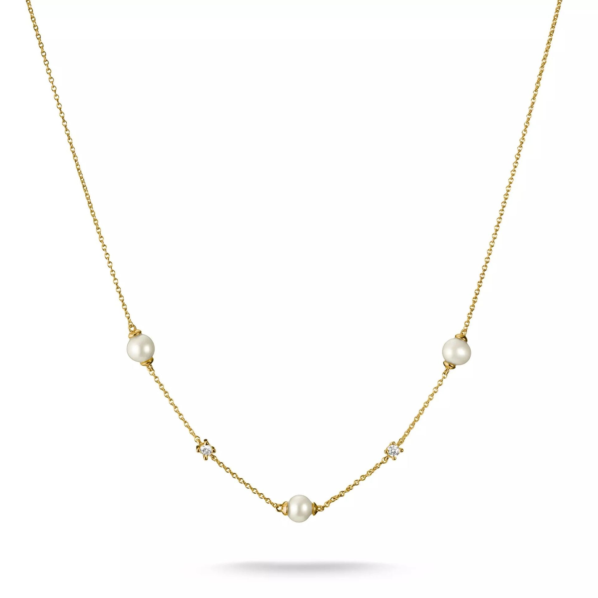 Thomas Sabo Kette mit Süsswasserzuchtperlen und weissen Zirkonia 18K Vergoldet