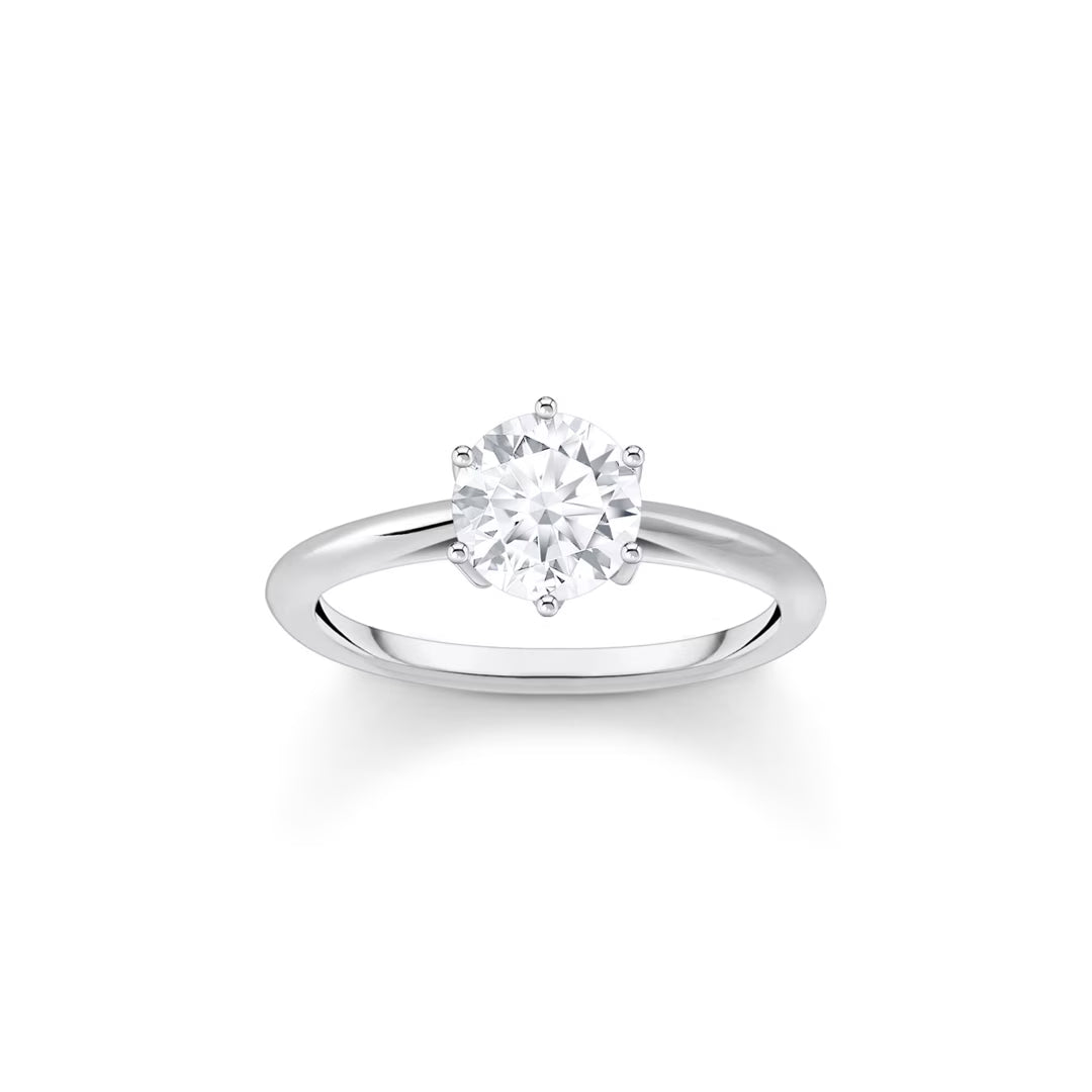 THOMAS SABO Ring mit weissem Stein im Brillantschliff Silber