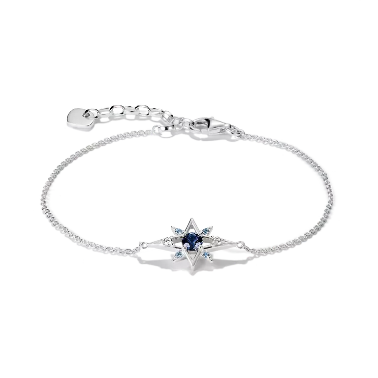 THOMAS SABO Stern-Armband mit blauen und weissen Steinen Silber