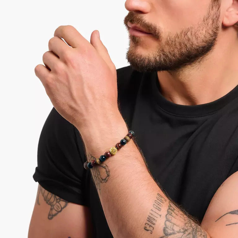 Thomas Sabo Tigerauge Beads-Armband vergoldet 19 cm - A2145-324-2-L19