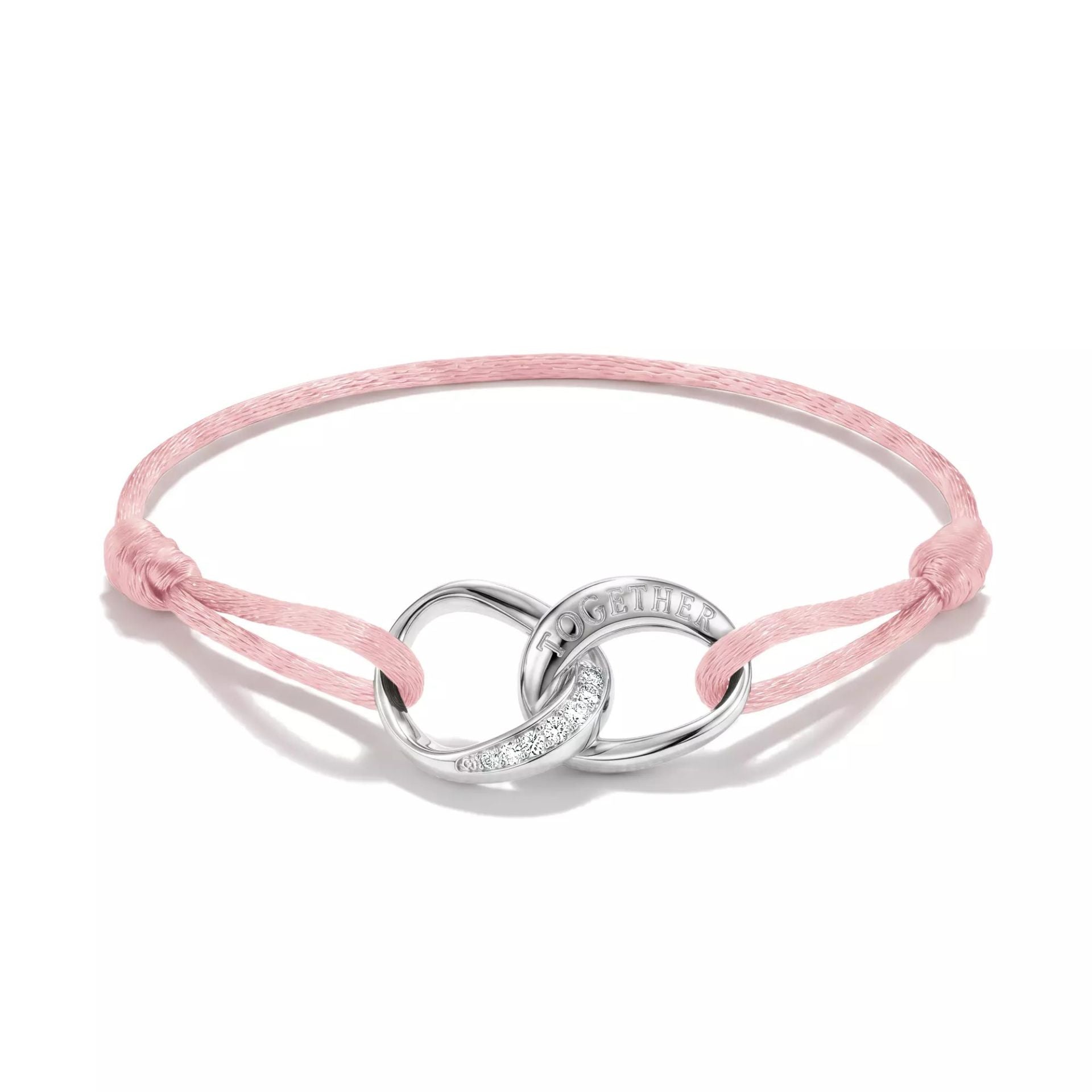 Thomas Sabo Together Textilarmband Rosa Silber 925 mit weissen Zirkonia