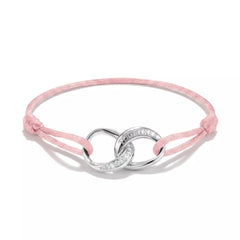 Thomas Sabo Together Textilarmband Rosa Silber 925 mit weissen Zirkonia