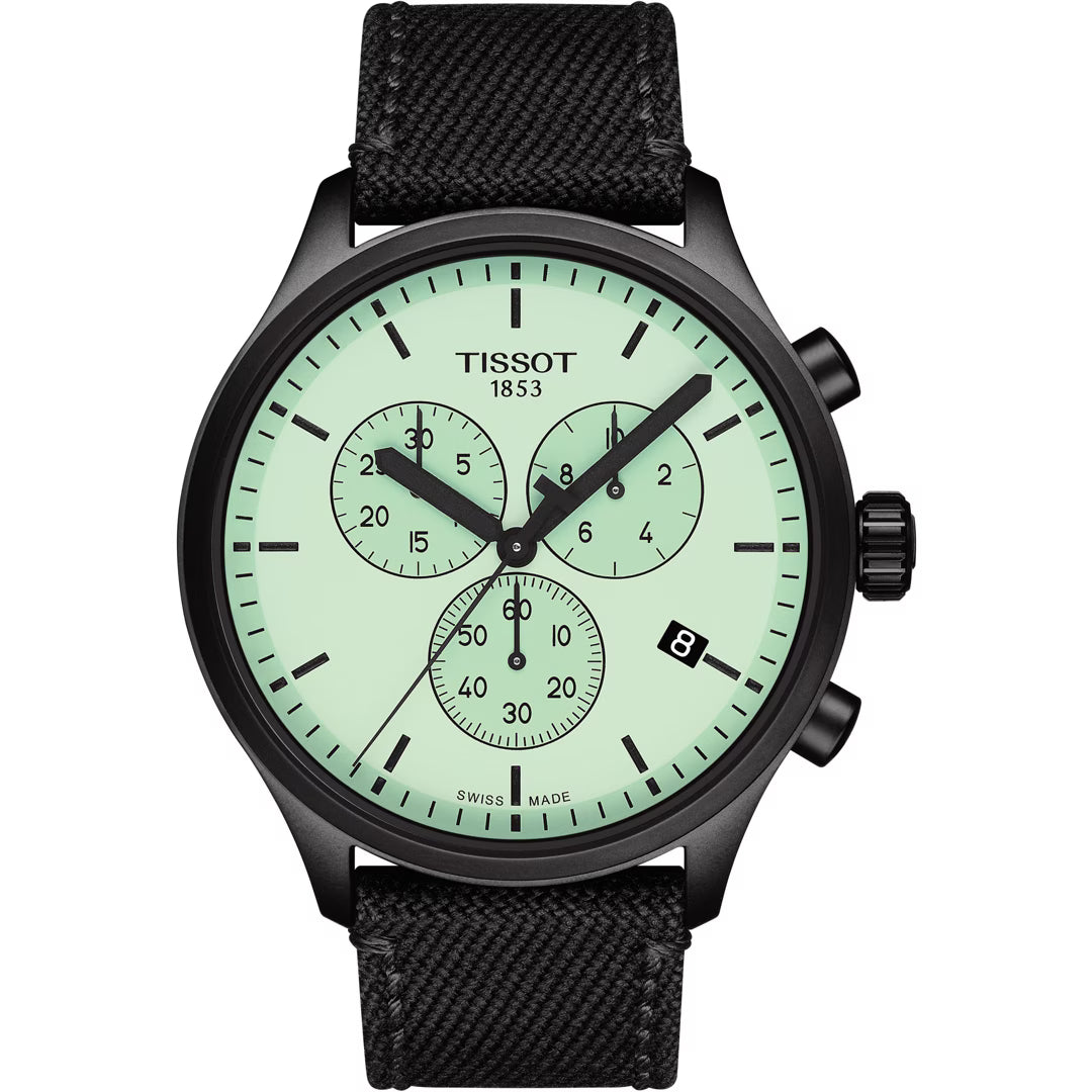 Tissot Chrono XL Herrenuhr 45 mm Grün mit schwarzem Edelstahlgehäuse und Chronograph