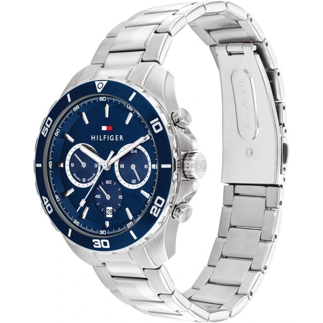 Tommy Hilfiger Jordan Chronograph Silbrig / Blau Herrenuhr - 1792094