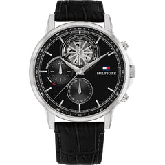 Tommy Hilfiger Stewart Day Date Silbrig / Schwarz Herrenuhr - 1710605