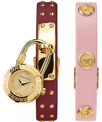 Versace Damen Uhr Gold Leder Medusa Lock Icon Elegant