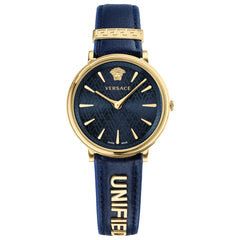 Versace Blau &Gold Herrenuhr aus Lederband - VBP030017