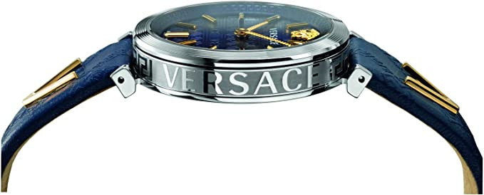 Versace Damen Uhr Gold Schwarz Leder V-Twist Elegant&nbsp;