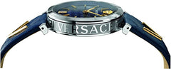 Versace Damen Uhr Gold Schwarz Leder V-Twist Elegant&nbsp;