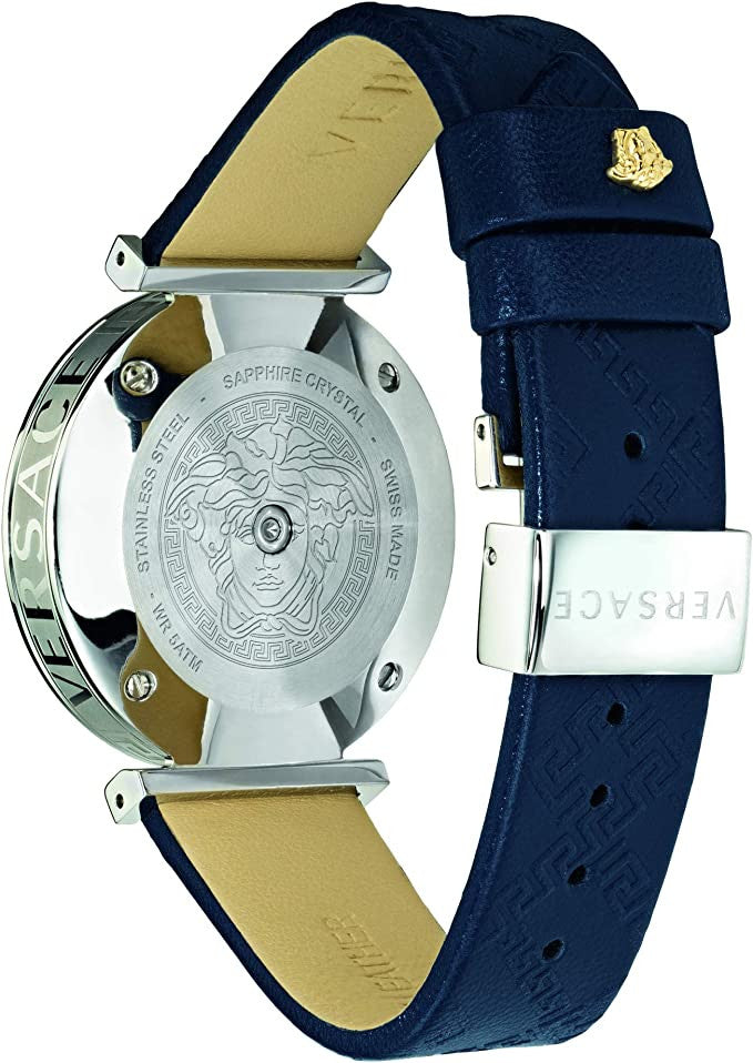 Versace Damen Uhr Gold Schwarz Leder V-Twist Elegant&nbsp;