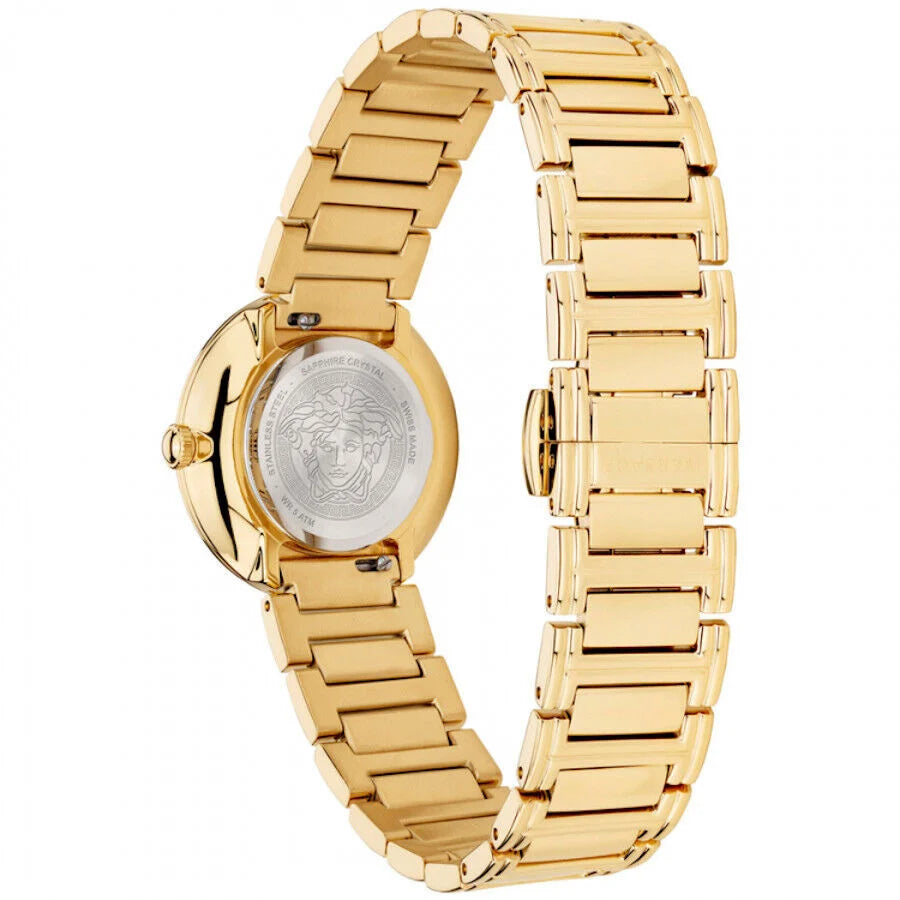 Versace Damen Uhr Gold Weiss Leder Virtus Mini Elegant