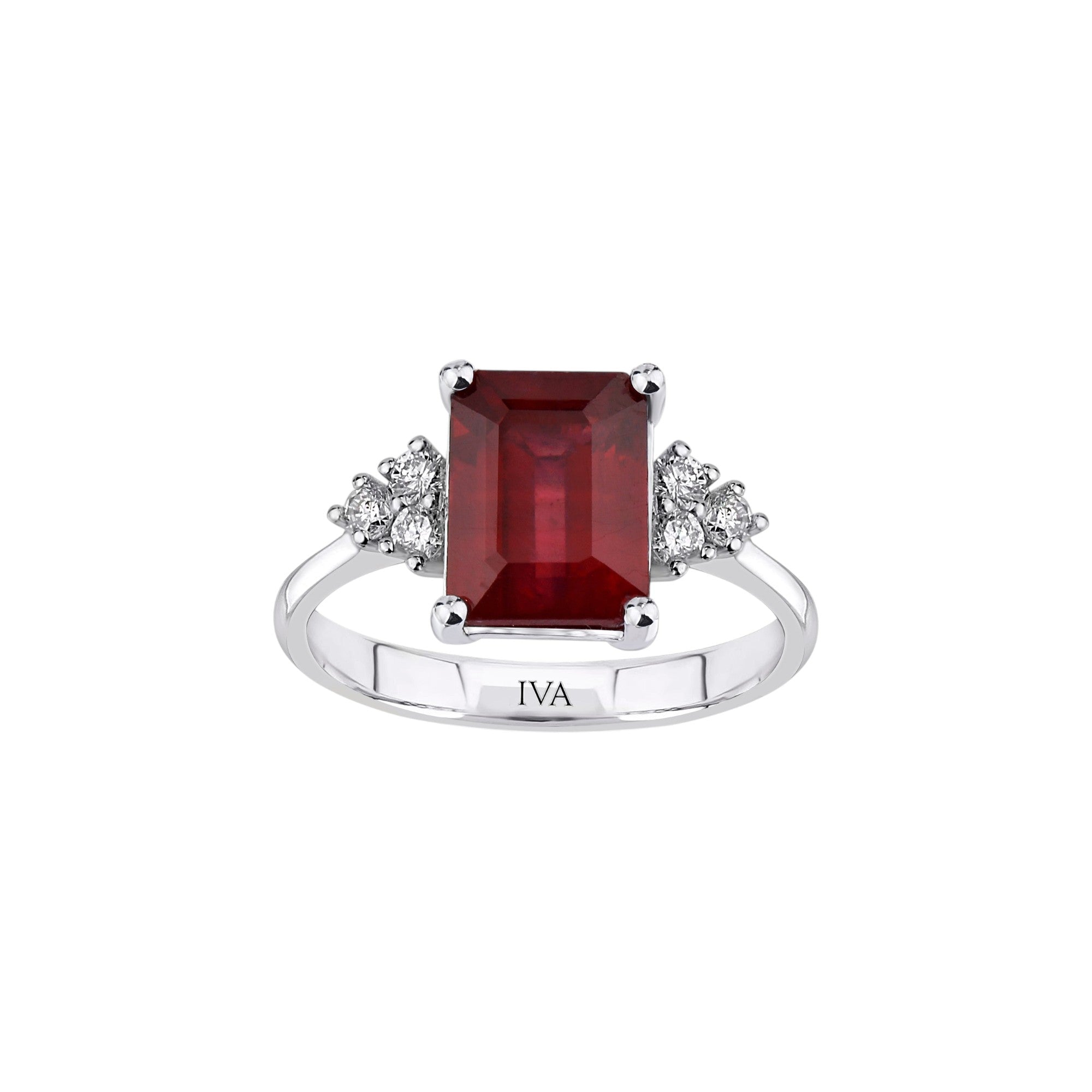 Weissgold Diamantring mit Rubin 4.01 ct in 585 oder 750 Gold