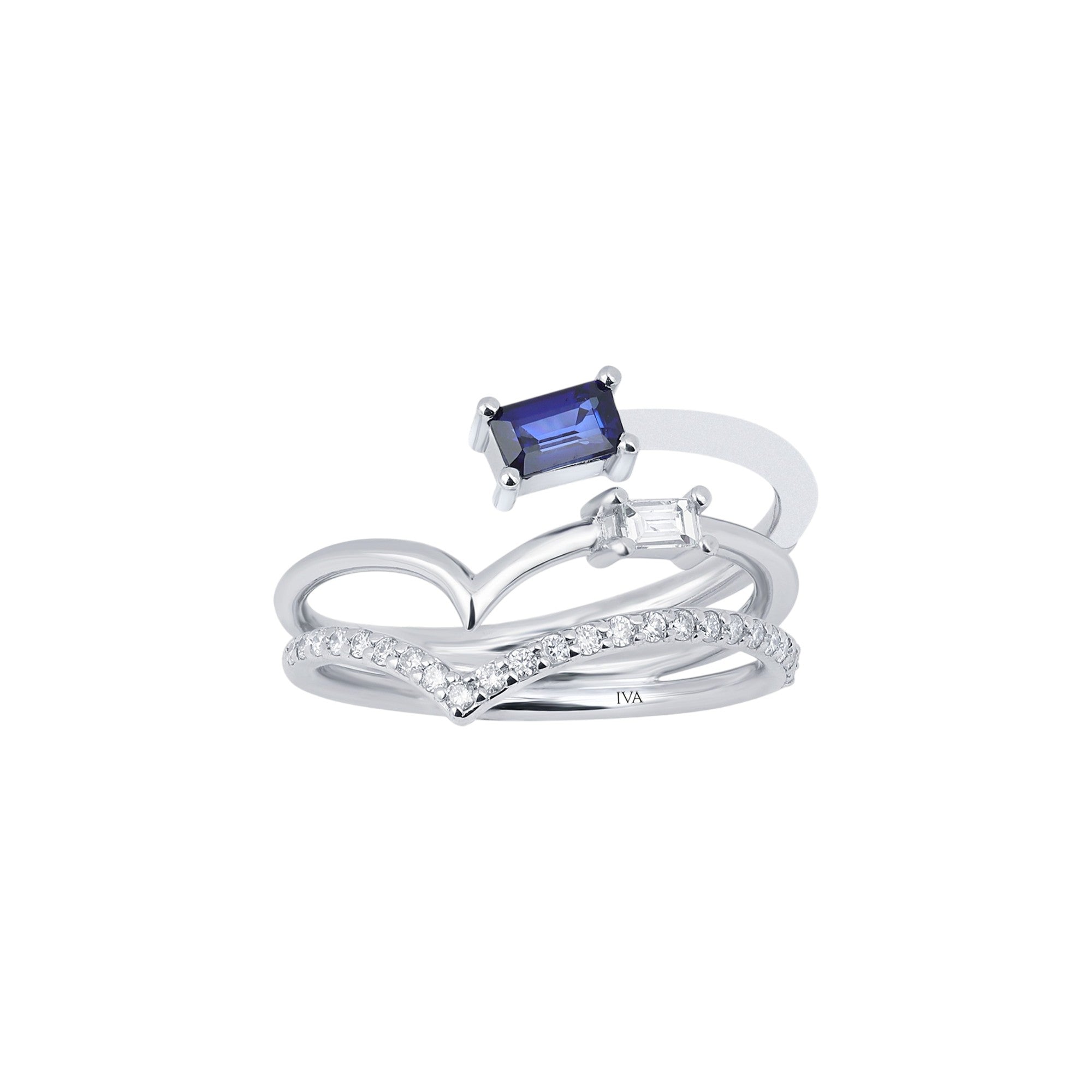 Weissgold Diamantring mit Saphir 0.64 ct in 585 oder 750 Gold