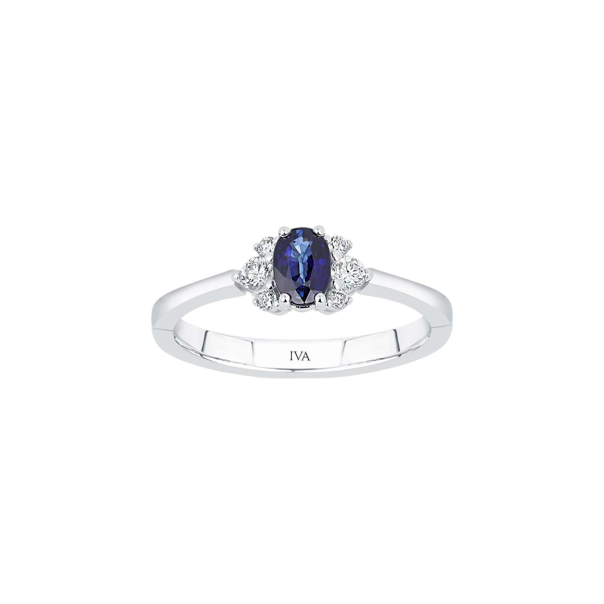 Weissgold Diamantring mit Saphir 0.76 ct in 585 oder 750 Gold