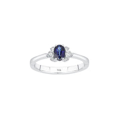 Weissgold Diamantring mit Saphir 0.76 ct in 585 oder 750 Gold