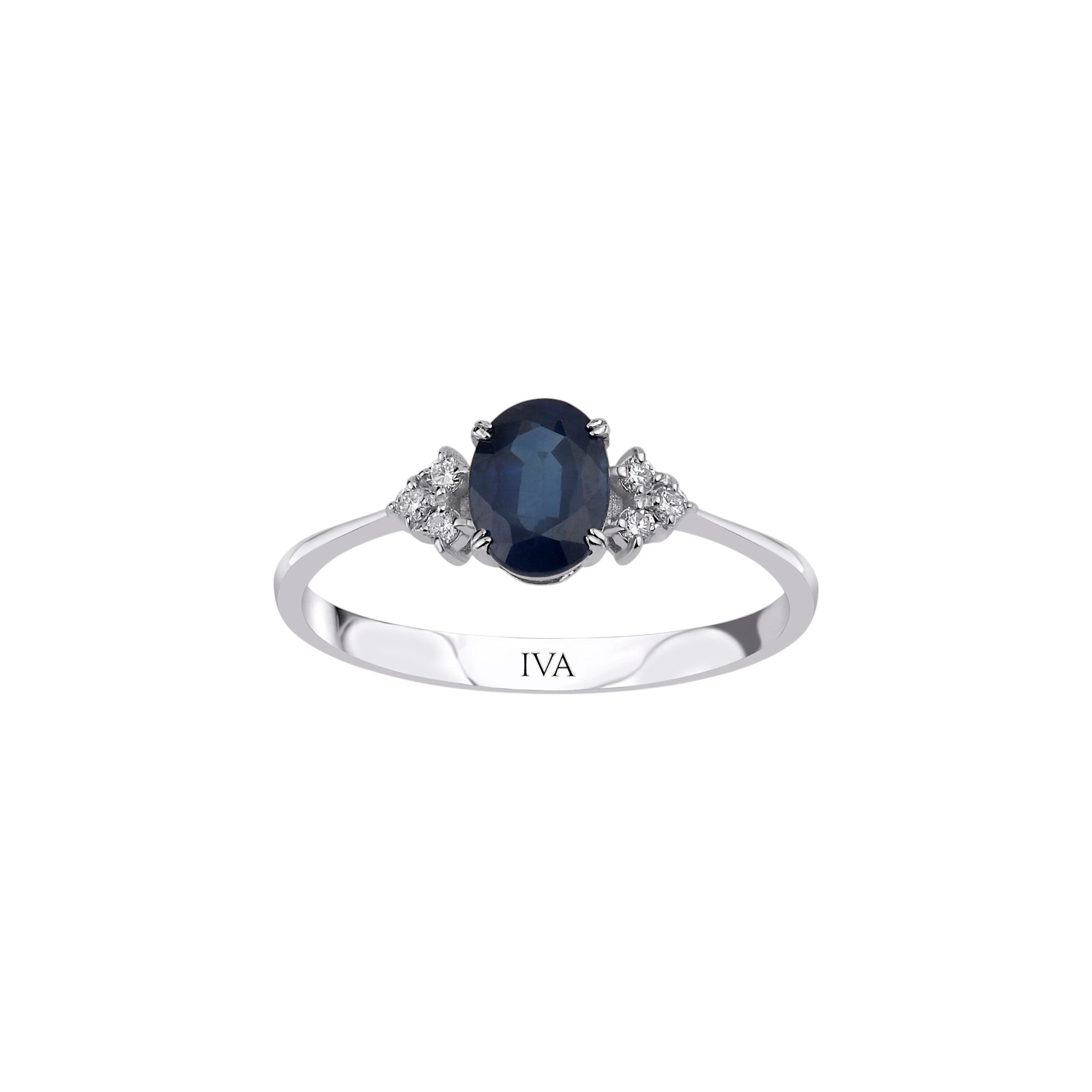Weissgold Diamantring mit Saphir 0.95 ct in 585 oder 750 Gold