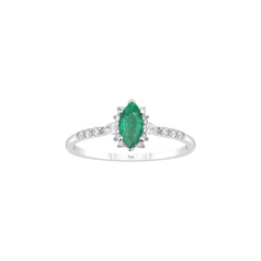 Weissgold Diamantring mit Smaragd 0.47 ct in 585 oder 750 Gold