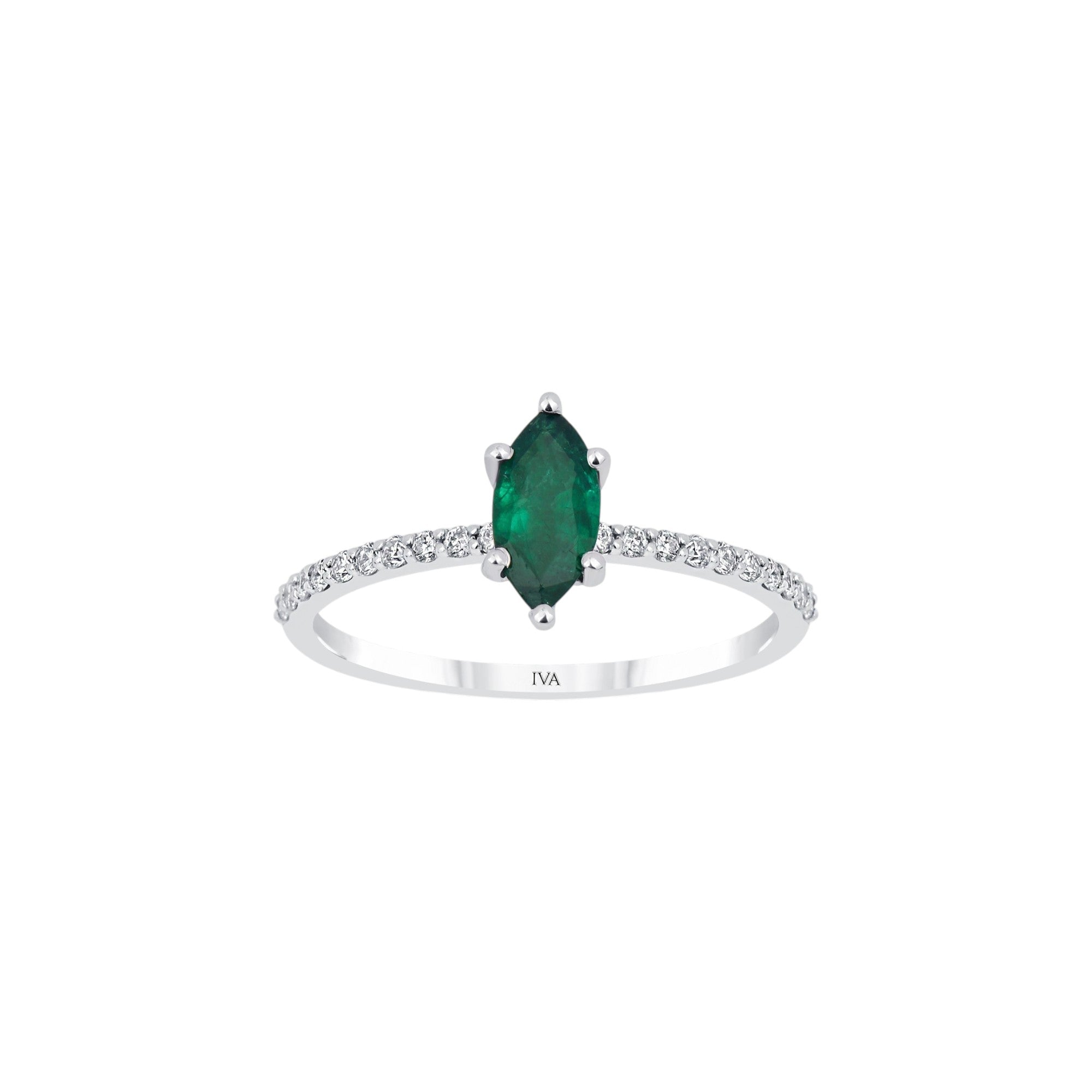 Weissgold Diamantring mit Smaragd 0.64 ct in 585 oder 750 Gold