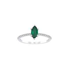 Weissgold Diamantring mit Smaragd 0.64 ct in 585 oder 750 Gold