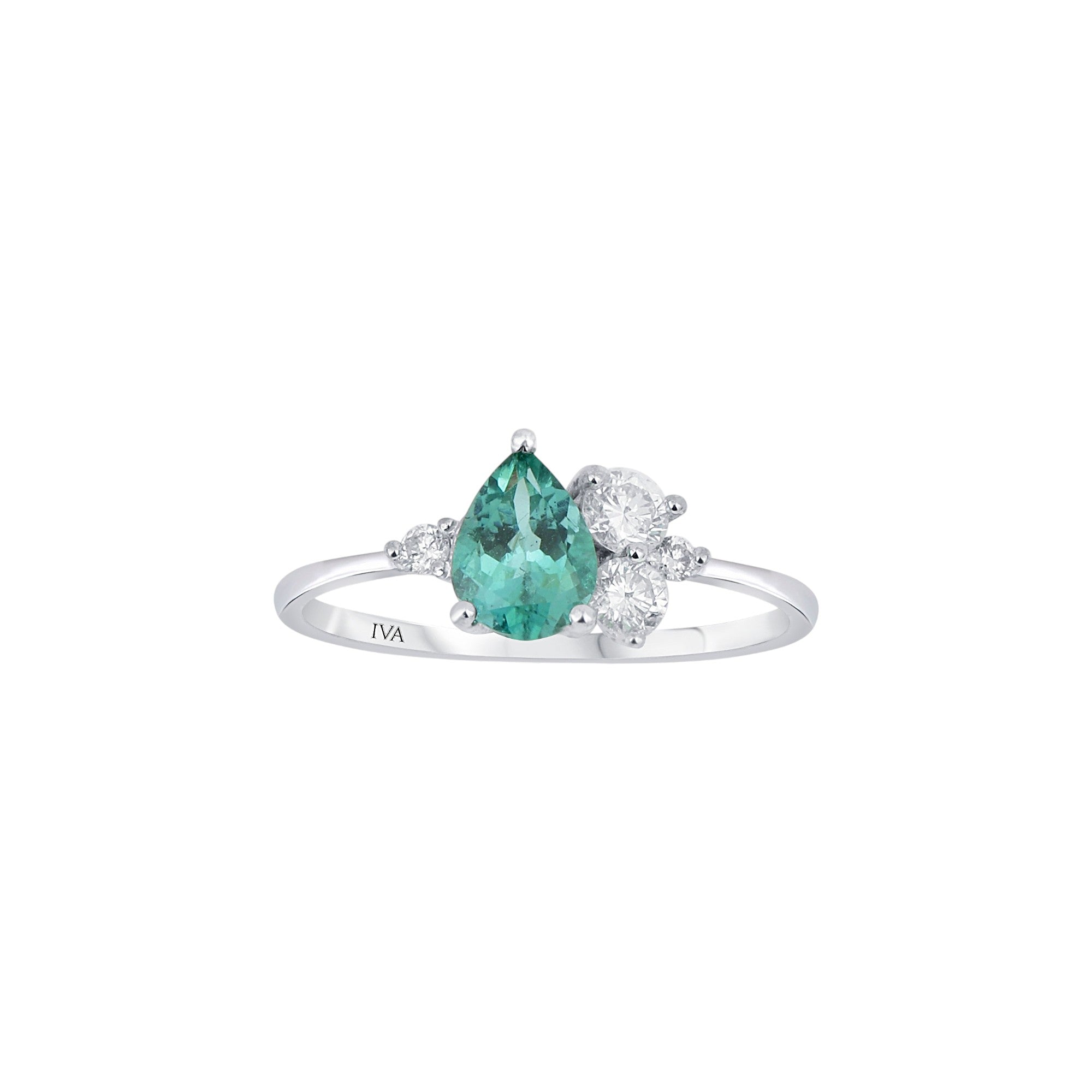 Weissgold Diamantring mit Smaragd 1.02 ct in 585 oder 750 Gold