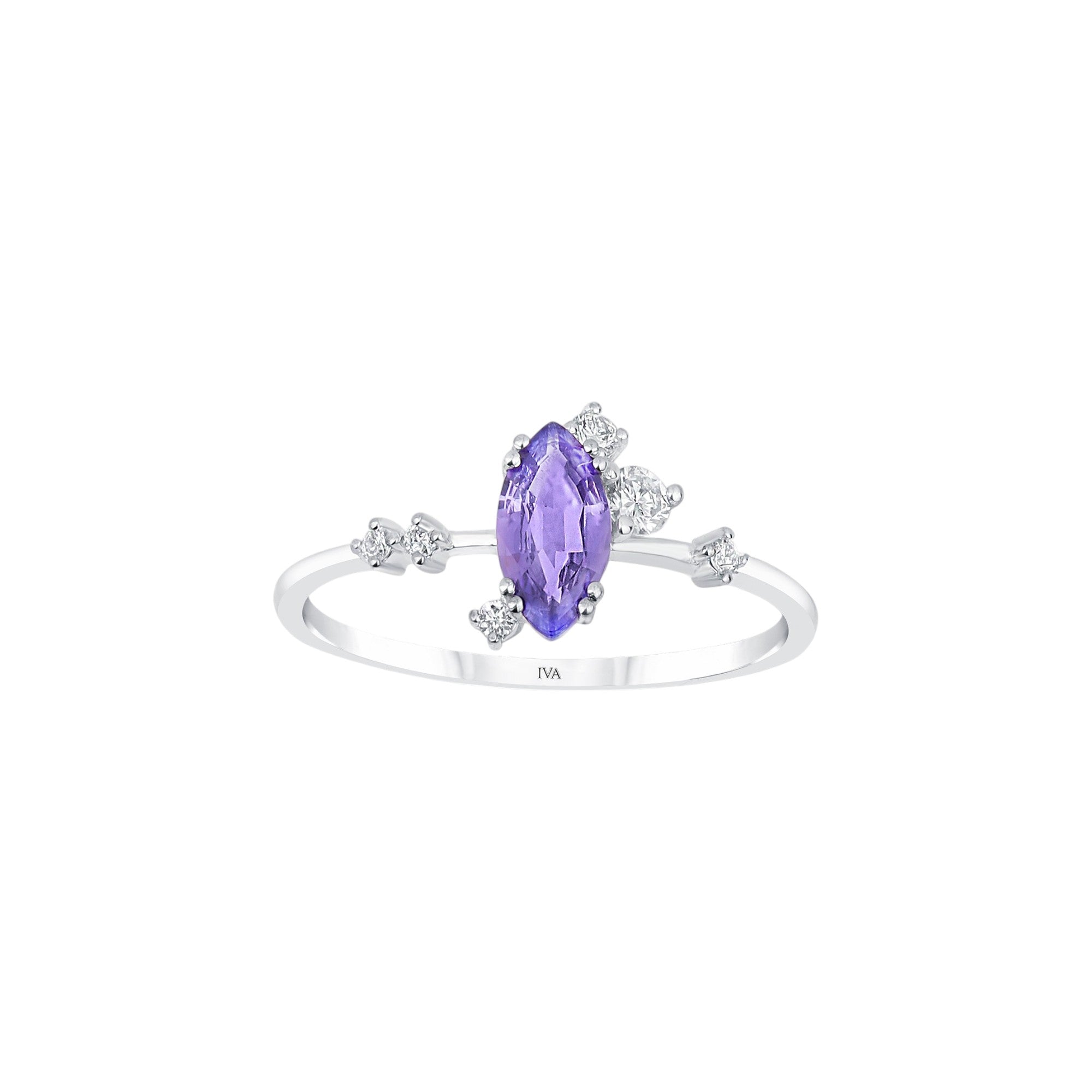 Weissgold Diamantring mit Tansanit 0.65 ct in 585 oder 750 Gold