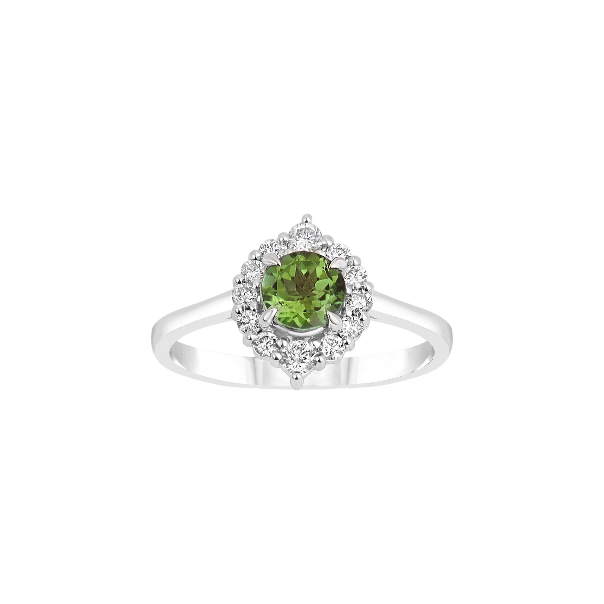 Weissgold Diamantring mit Turmalin 0.79 ct in 585 oder 750 Gold