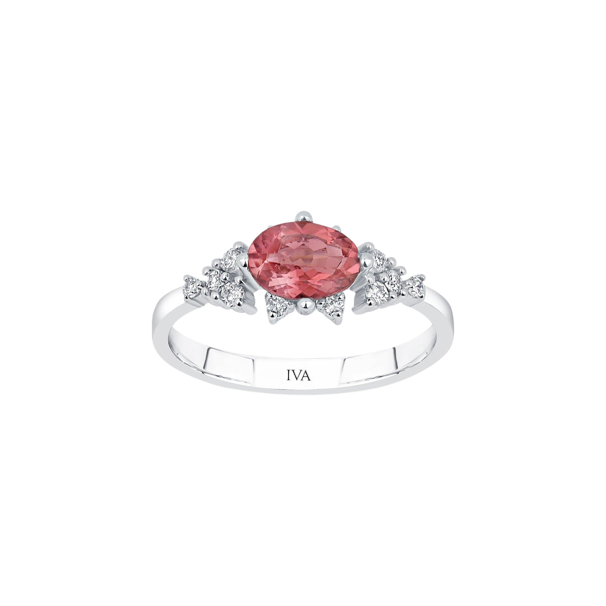 Weissgold Diamantring mit Turmalin 0.86 ct in 585 oder 750 Gold