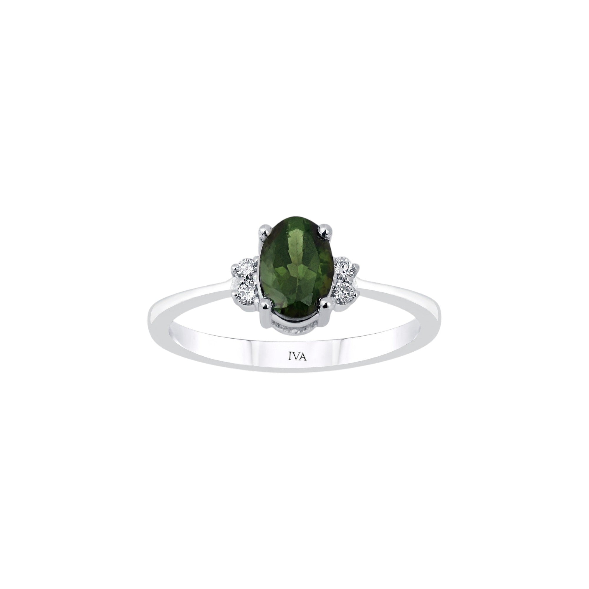 Weissgold Diamantring mit Turmalin 1.11 ct in 585 oder 750 Gold