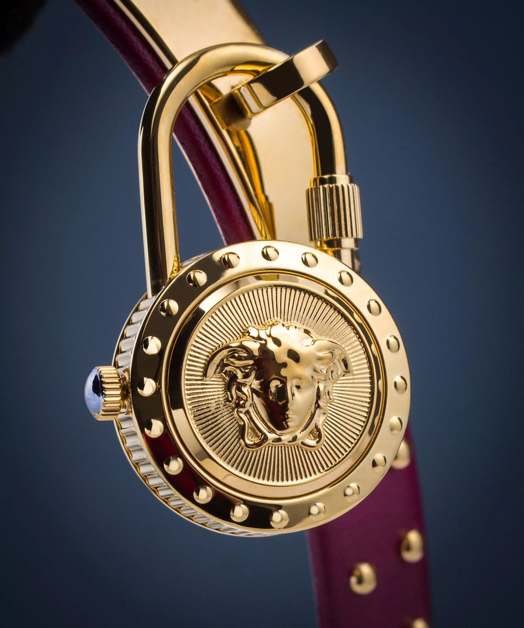 Versace Damen Uhr Gold Leder Medusa Lock Icon Elegant