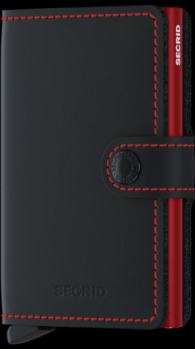 Secrid Miniwallet MATTE BLACK-RED mit Gravur - MM-Black & Red