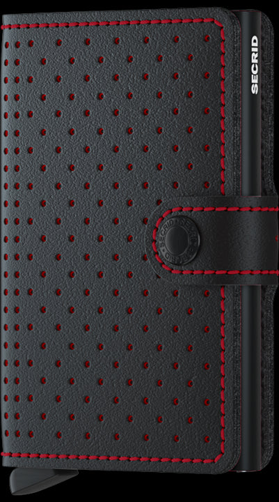 Secrid Miniwallet PERFORATED BLACK-RED mit Gravur - MPf-Black-Red