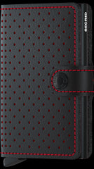 Secrid Miniwallet PERFORATED BLACK-RED mit Gravur - MPf-Black-Red