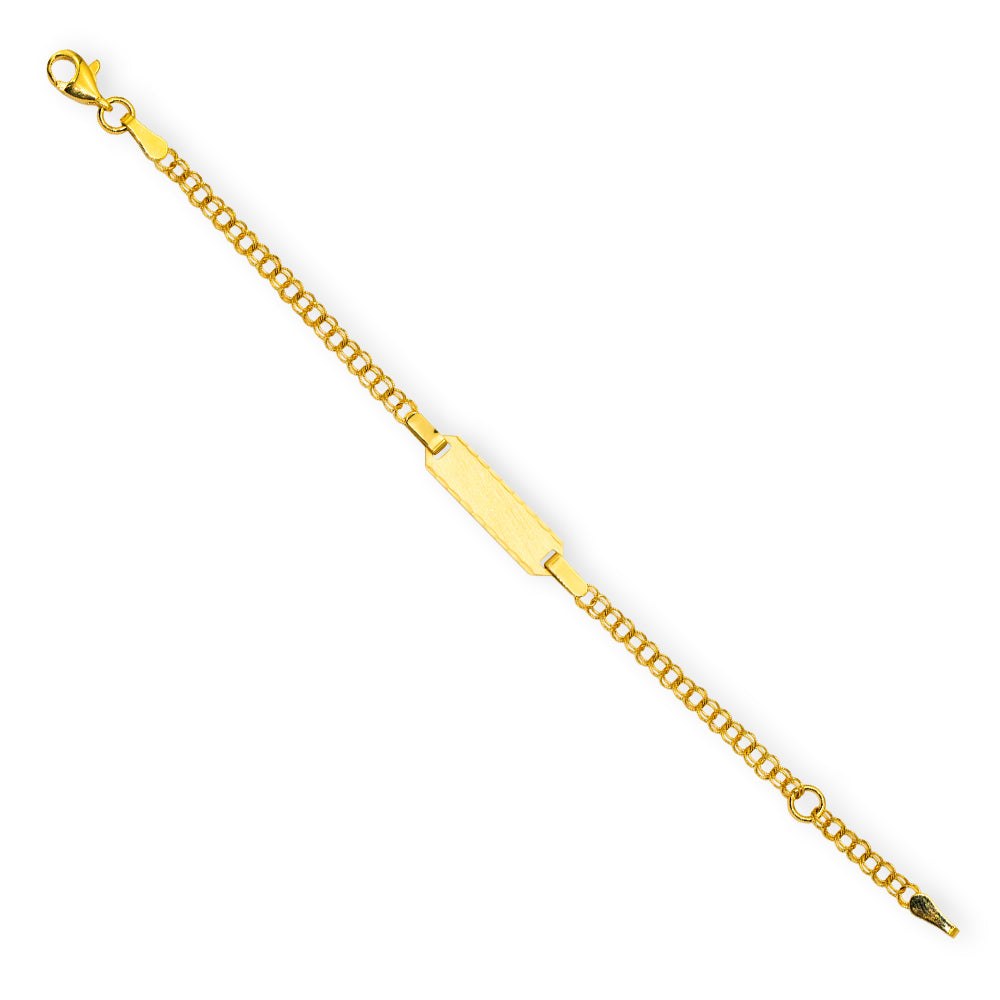 Baby Kinder Gelbgold ID-Bracelet mit Gratis Gravur, Länge: 14 cm - GB-498/18