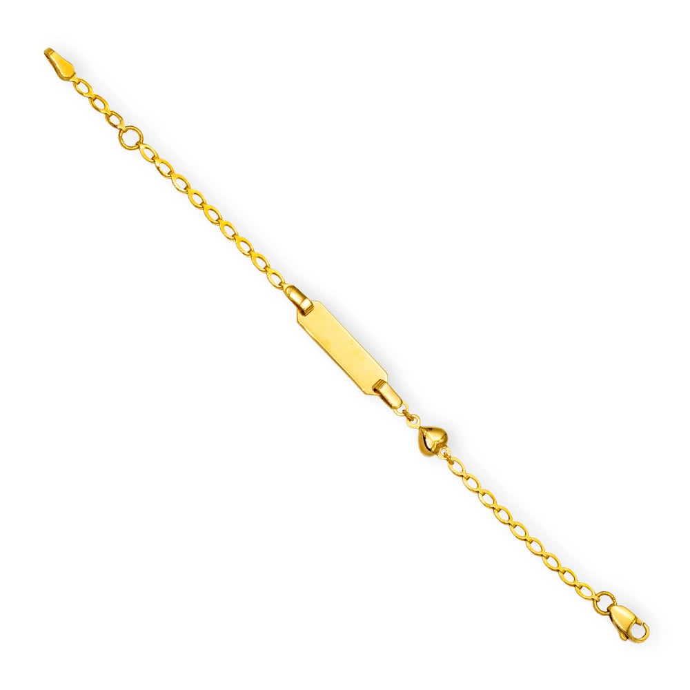 Baby Kinder Gelbgold Bracelet mit Herz & Gratis Gravur, 14 cm - GB-907/18