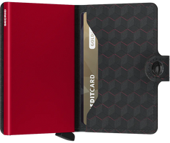 Secrid Miniwallet OPTICAL BLACK-RED mit Gravur - MOp-Black-Red